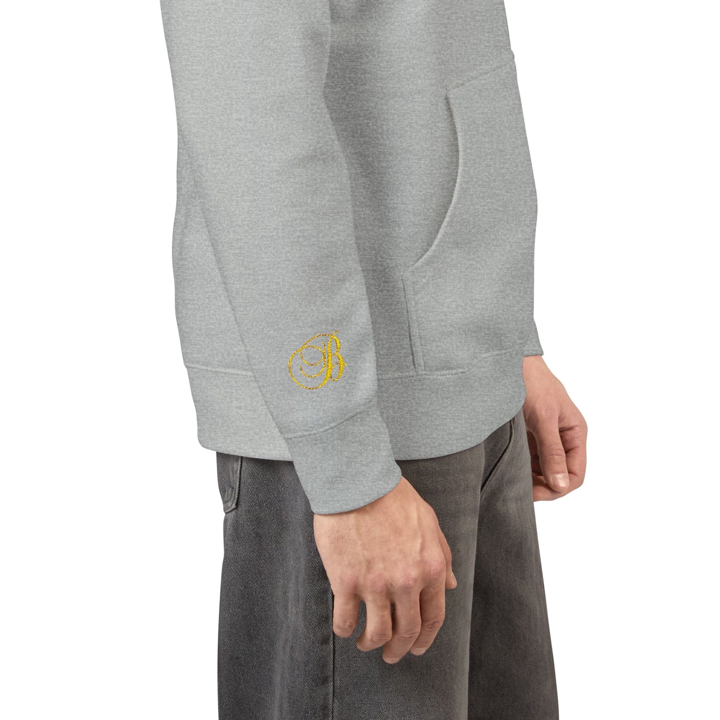 Coral Gold Floral Initial Hoodie — Monogram 'B' Casual Pullover