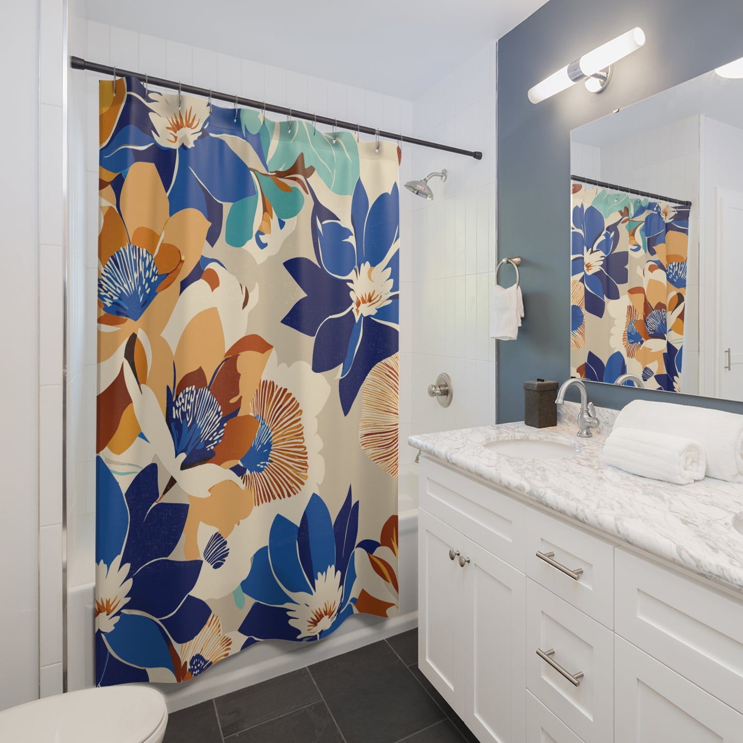 Blooming Floral Shower Curtain - Vibrant Bathroom Décor, Boho Chic Style, Home Gift, Elegant Bathroom Upgrade, Self-Care Essentials