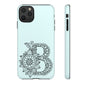Personalized Tough Phone Case- Letter B, Floral Monogram Cell Phone Cover, Custom Protective Case, Unique Gift, Birthday, Graduation