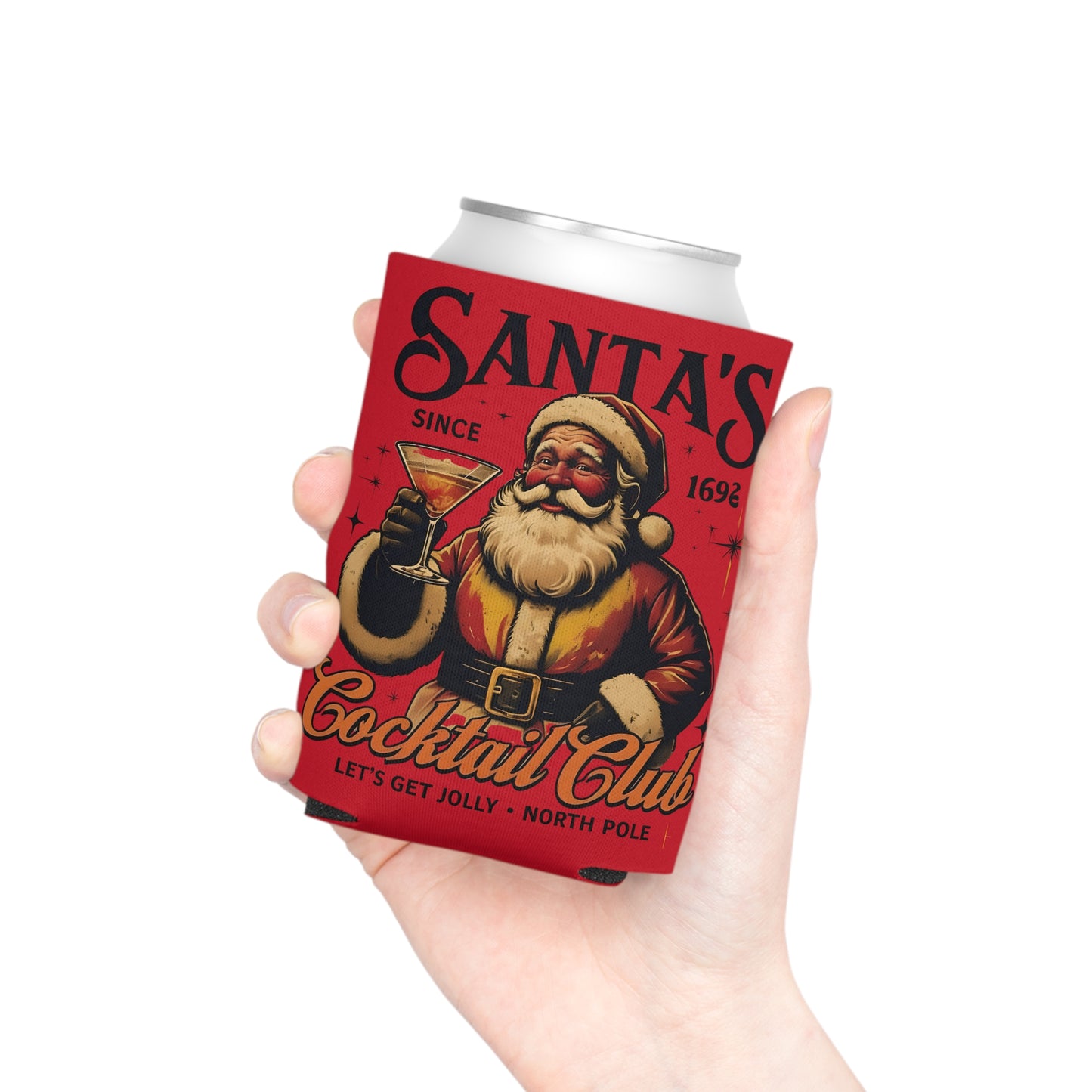 Festive Santa Can Cooler, Holiday Drink Insulator, Christmas Party Vibe, Perfect for Gifts and Gatherings, Drinkware for Celebrations