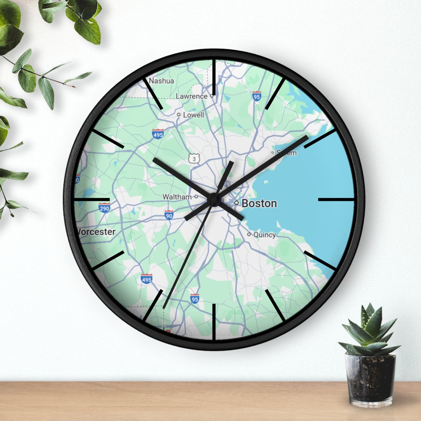 Boston Map Wall Clock - Unique Home Decor, Gift for Boston Lovers, Custom Wall Art, Office Decorations, Modern Timepiece