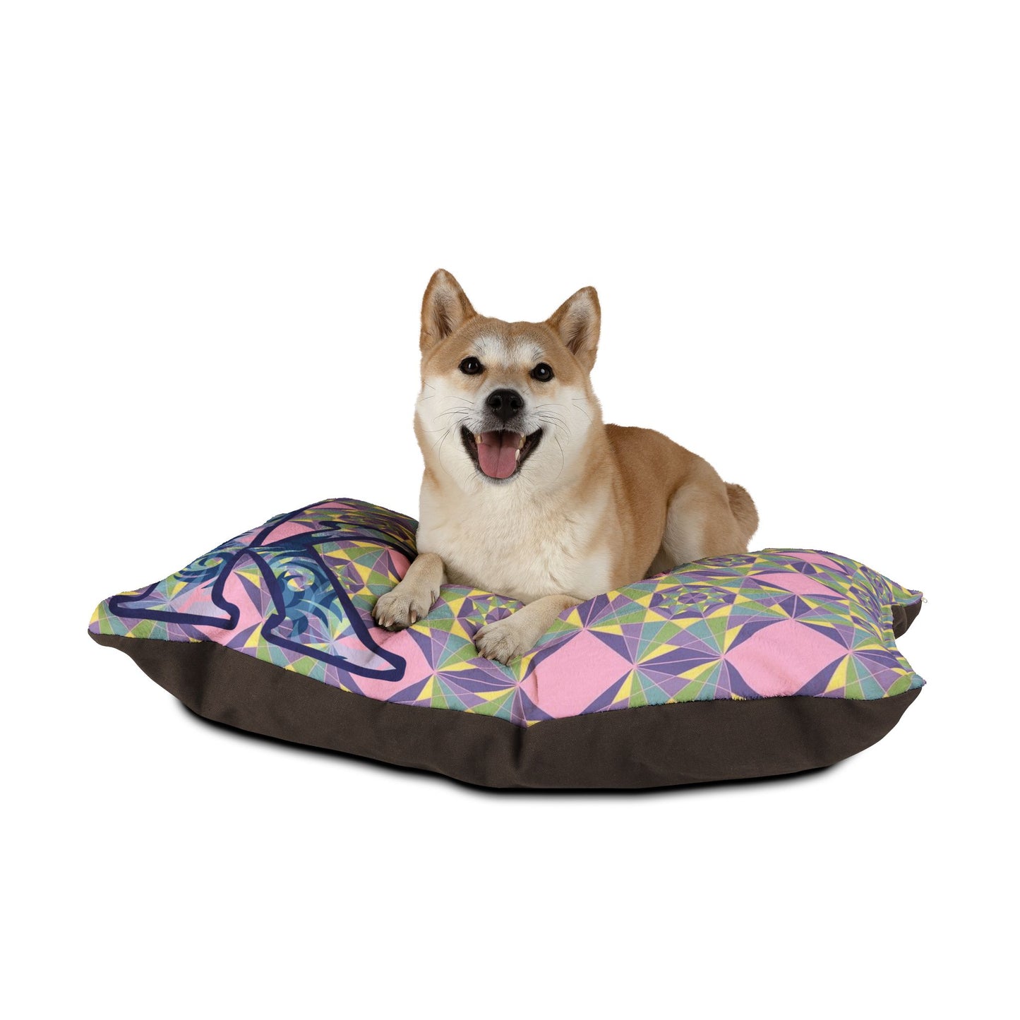 Personalized Pet Bed with Colorful Geometric Pattern, Cozy Dog Bed, Cat Bed, Customizable Pet Pillow, Unique Pet Gift