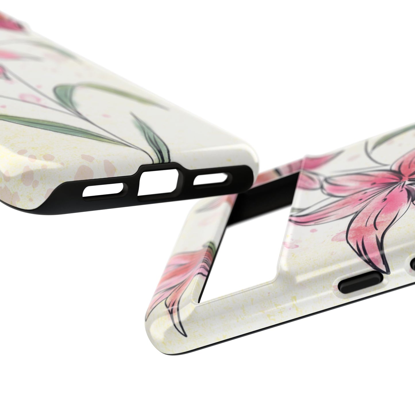 Floral Phone Case with Elegant Pink Lilies, Cute Floral Accessories, Phone Protection, Gift for Her, Stylish Cell Phone Cover
