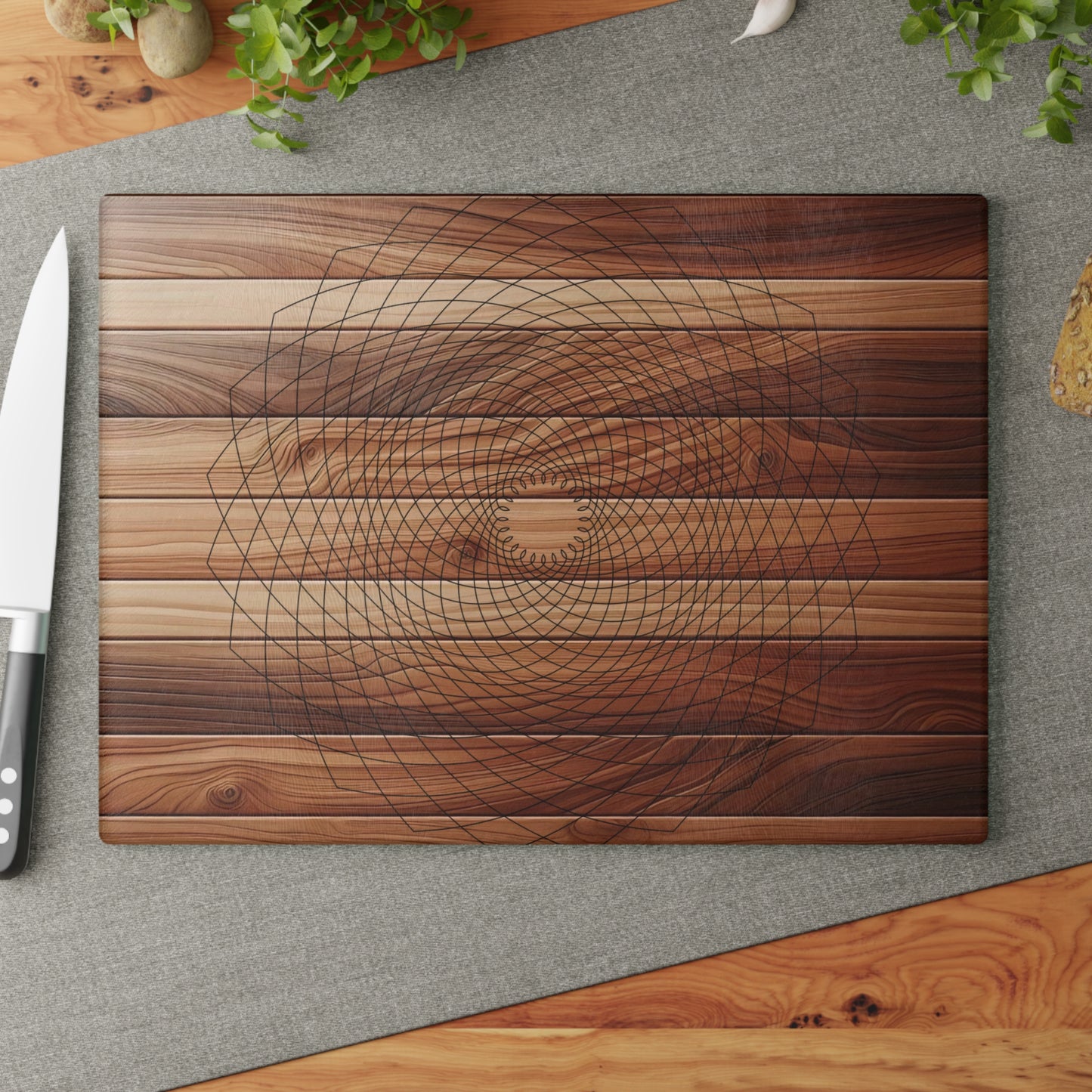 Stylish Geometric Glass Cutting Board, Modern Kitchen Decor, Unique Gift for Home Cooks, Perfect for Weddings and Housewarming
