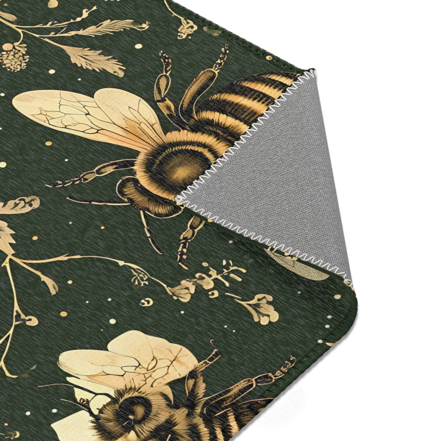 Bee Themed Area Rug, Floral Decor, Unique Home Accent