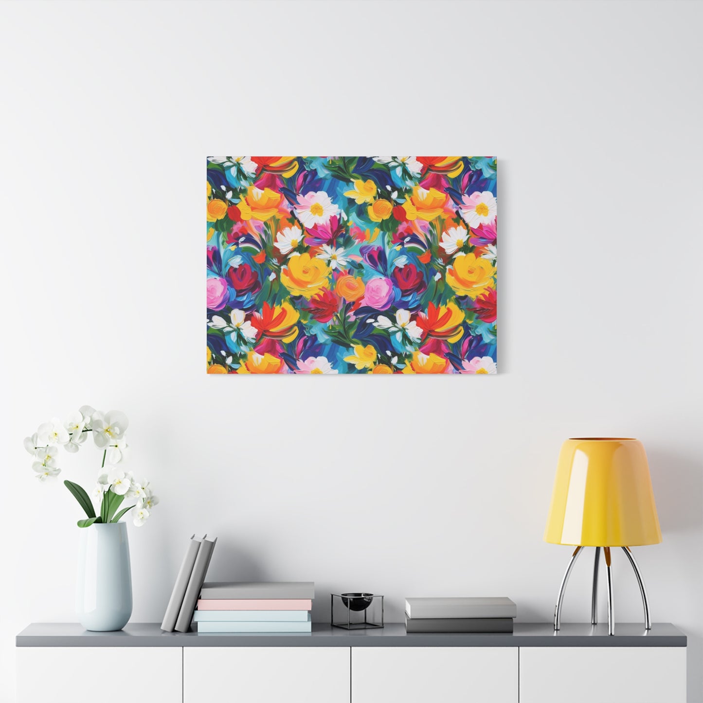 Vibrant Floral Matte Canvas Wall Art — Colorful Garden Print, Stretched 1.25"