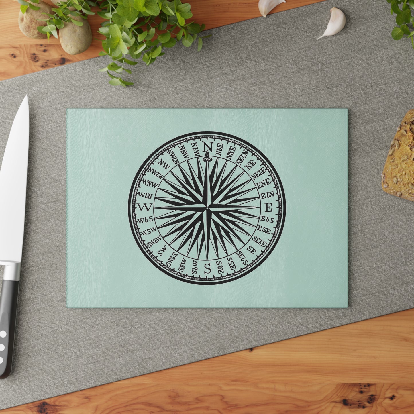 Nautical Compass Glass Cutting Board - Coastal Kitchen Decor, Perfect Gift for Chefs, Housewarming, Maritime Themed Events