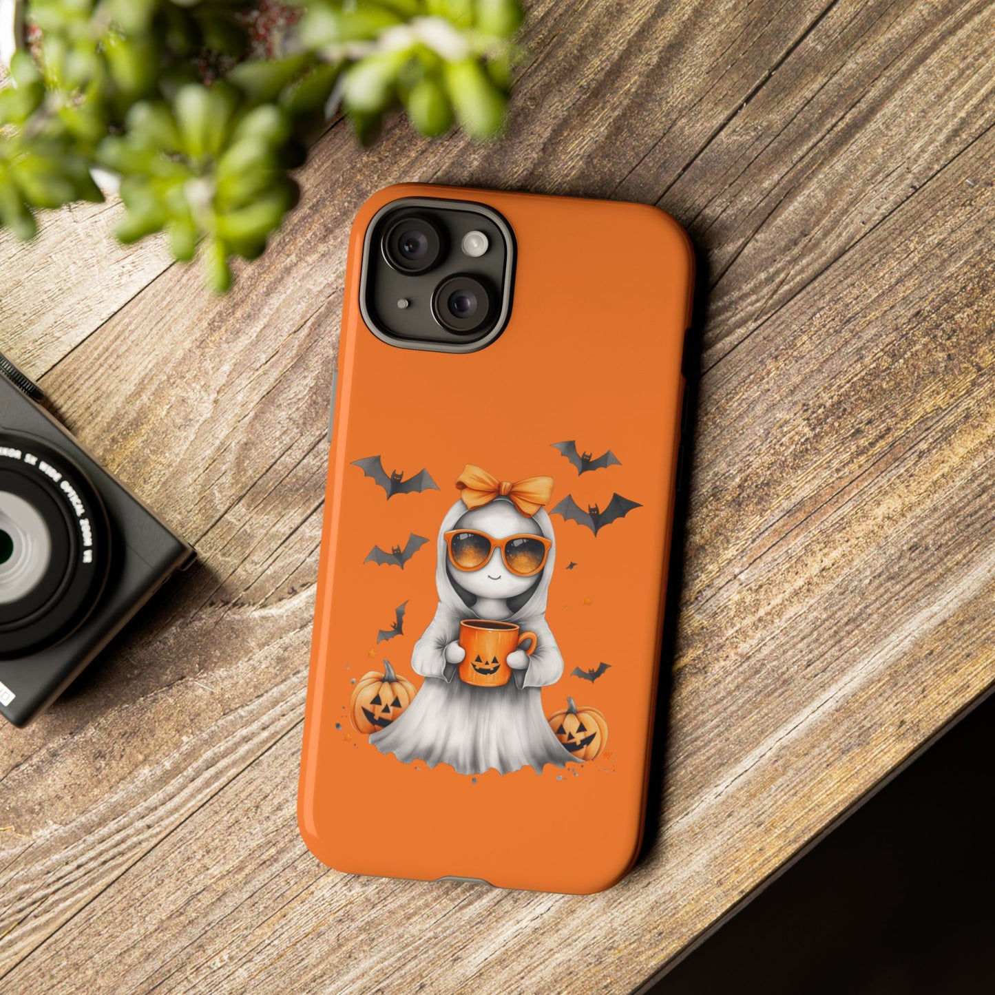 Halloween Ghost Phone Case, Cute Cat Ghost Case, Autumn Phone Cover, Spooky Season Gift, Trick or Treat Case