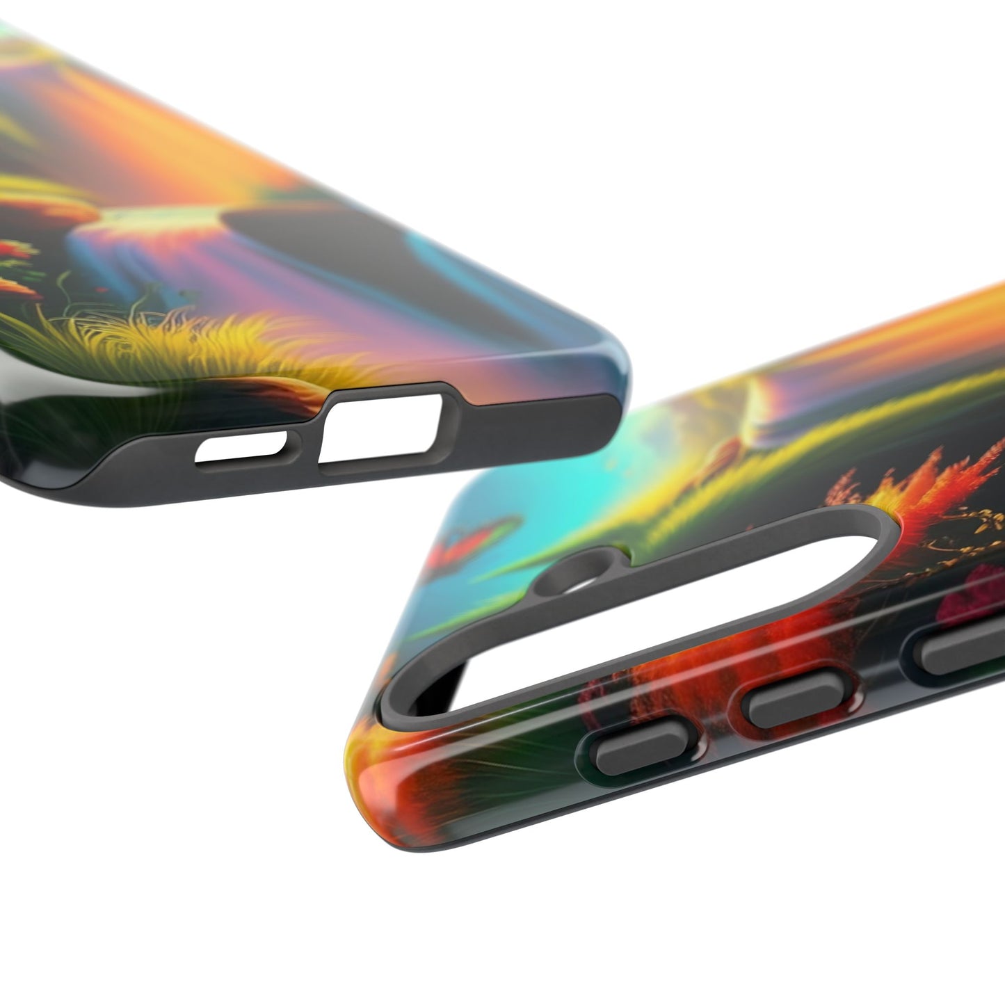 Phone Case - Vibrant Waterfall Landscape with Butterfly | Colorful Nature Protective Case