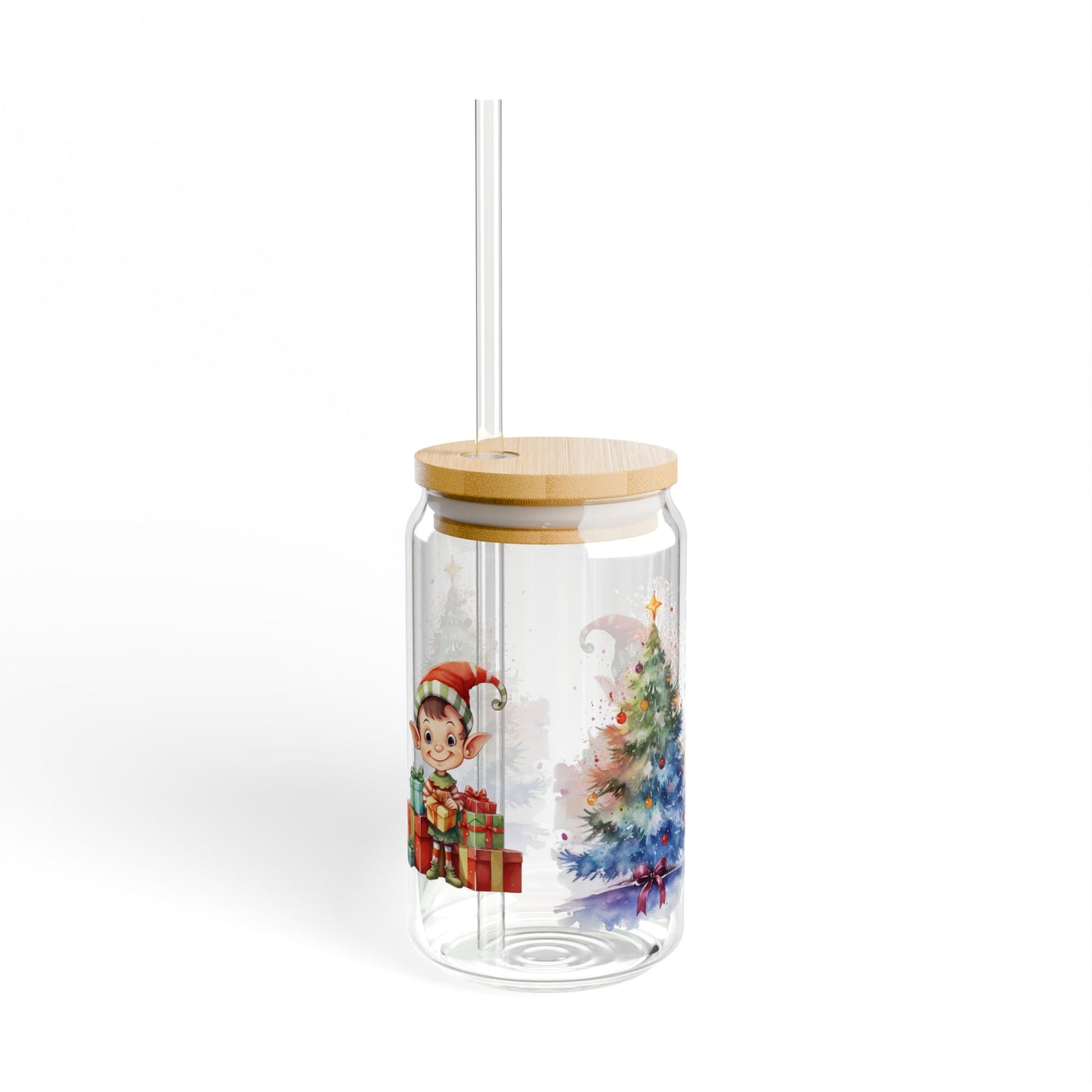 Christmas-Themed Sipper Glass, Holiday Drinkware, Cute Holiday Decor, Eco-Friendly Gift, Festive Homeware, 16oz Jar with Straw, [...]