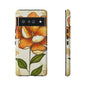 Floral Phone Case with Orange Flower Design, Tough Phone Cover, Floral Gift, Stylish Tech Accessory, Nature Lovers, Spring Vibes