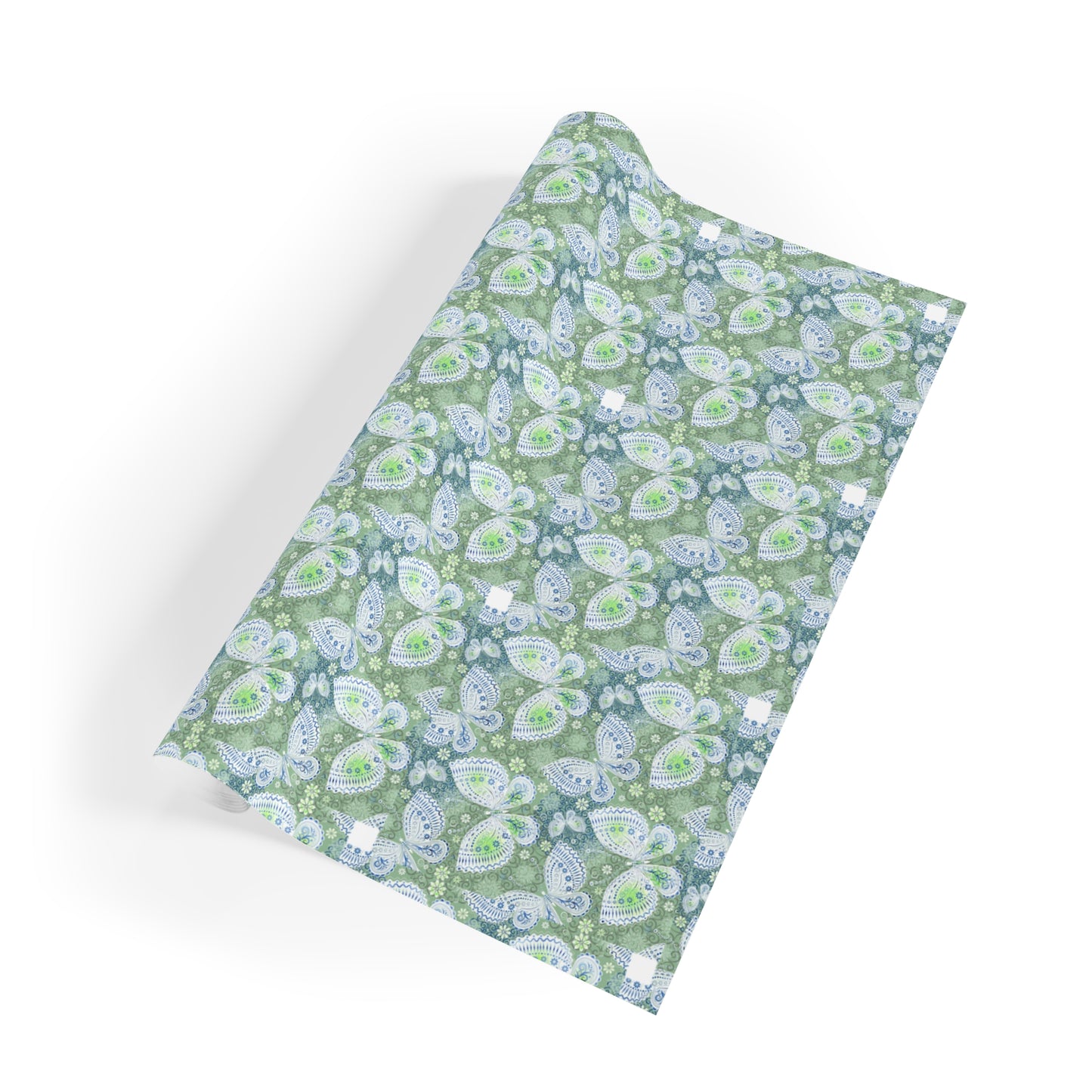 Whimsical Floral Gift Wrapping Paper Roll, Eco-Friendly Wrap, Birthday, Holiday Gifts, Party Supplies, Decorative Wrap, Green Floral Design