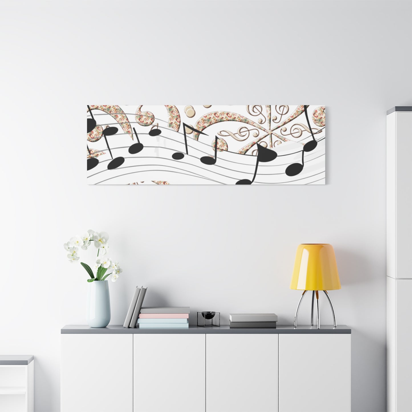 Musical Note Canvas Art, Floral Decor for Home, Music Lover Gift, Wall Art for Musicians, Unique Gift Idea