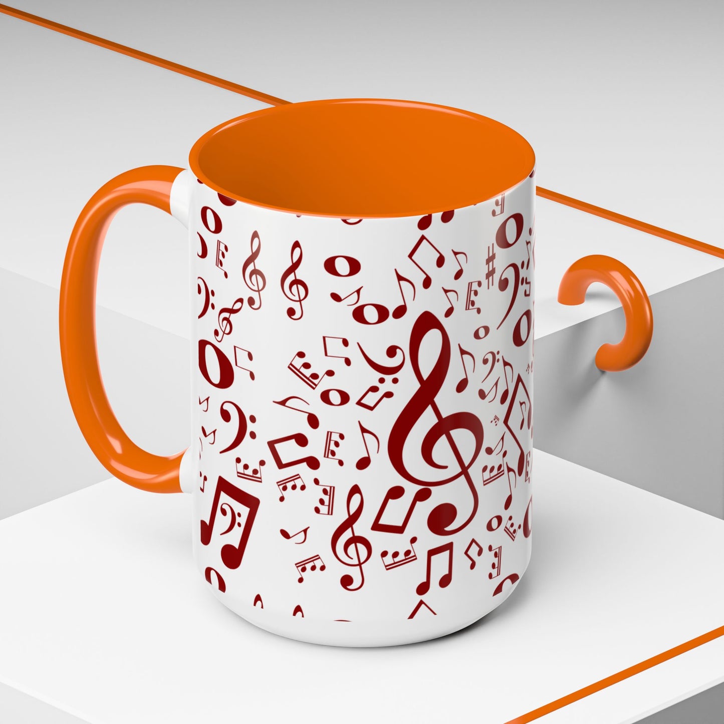 Accent Coffee Mug (11, 15oz) - Musical Notes