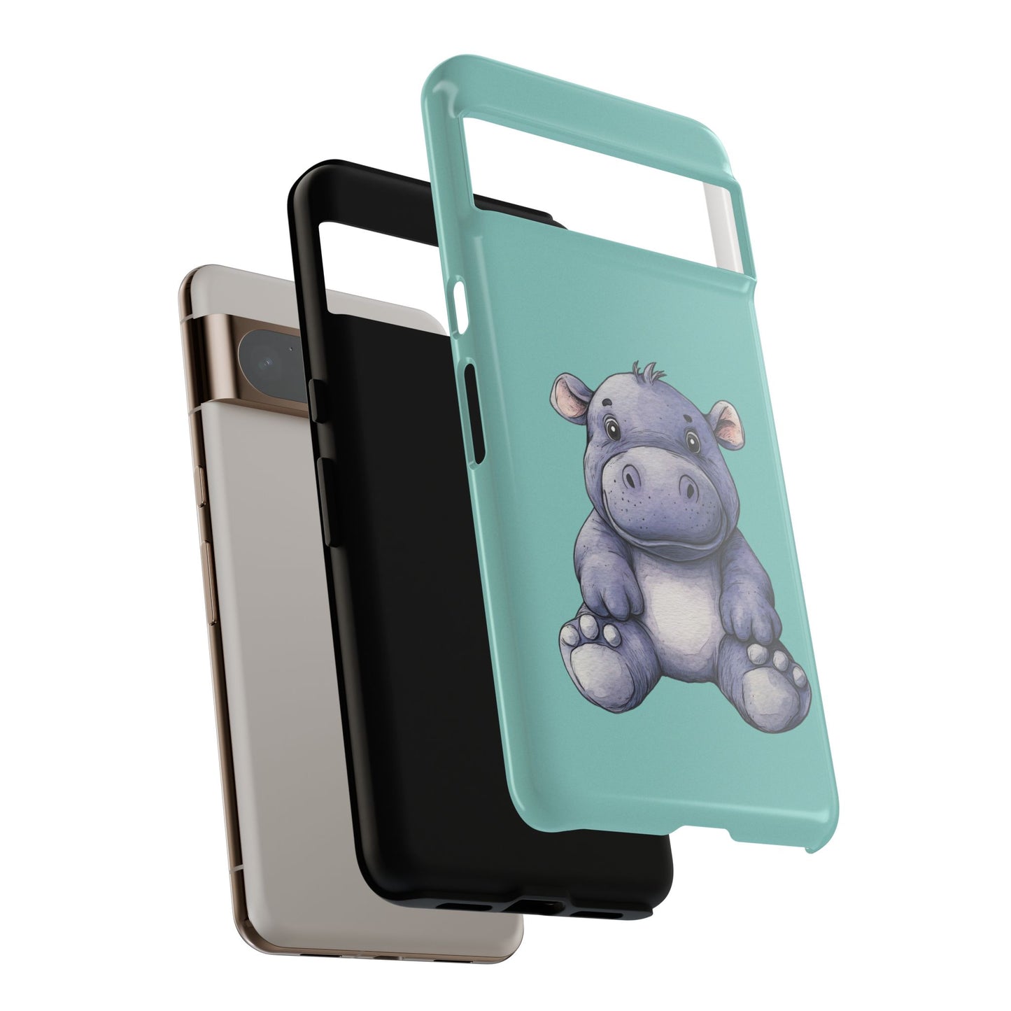 Cute Hippo Phone Case, Tough Phone Cover, Fun Animal Case, Gift for Kids, Cute Decor, Birthday Present