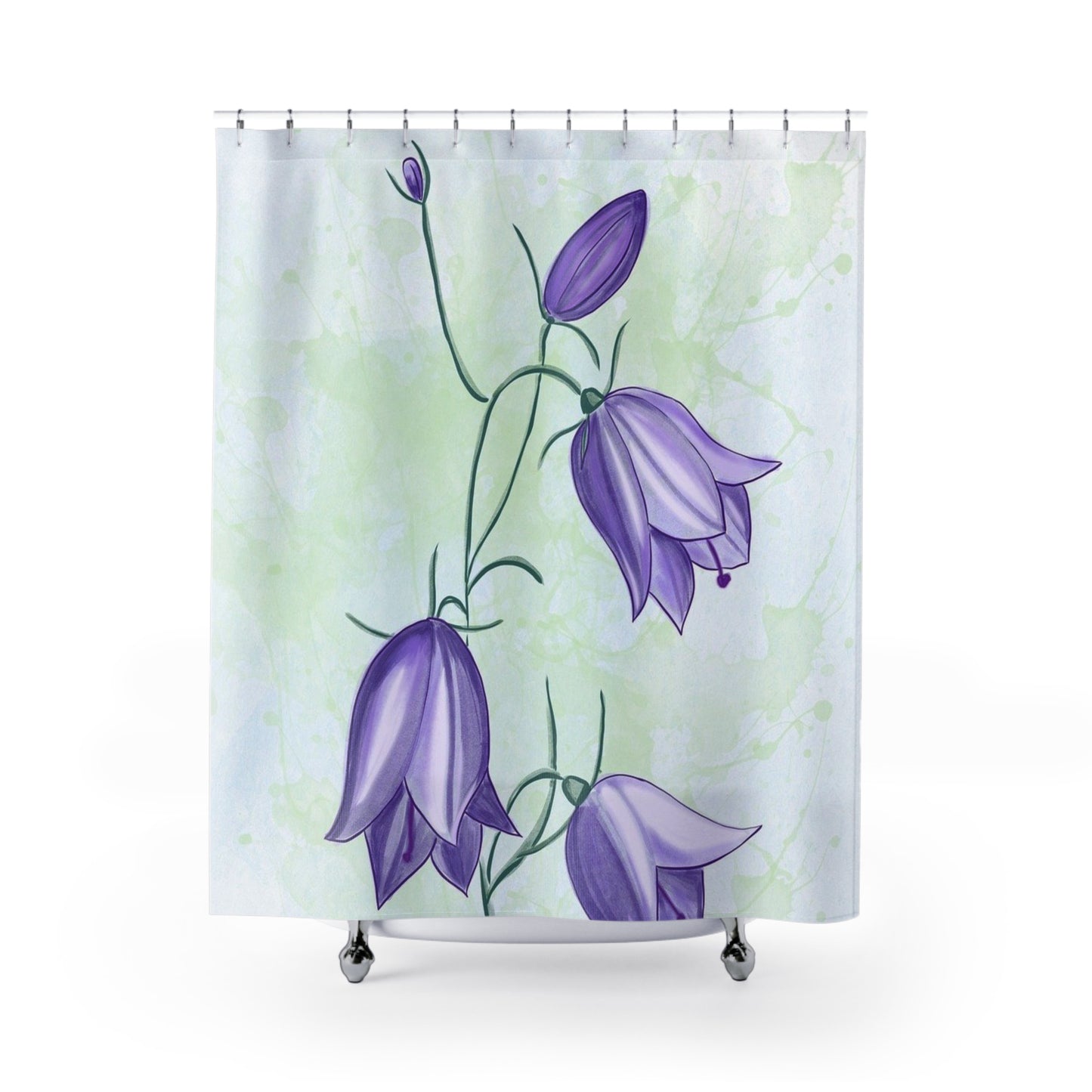 Elegant Floral Shower Curtains for Home Decor, Purple Flower Bathroom Accessories, Boho Chic Decor, Nature-Inspired Gifts, Springtime Vibes