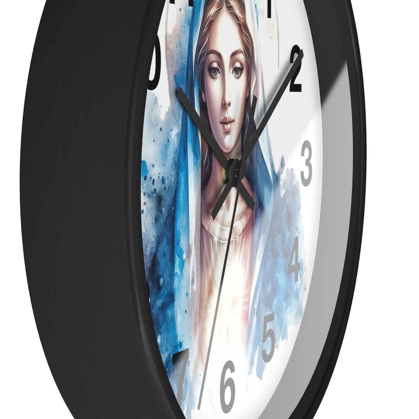 Serene Virgin Mary Wall Clock - Spiritual Home Decor, Religious Gift, Timeless Artistic Piece, Faith-Based Office Accessory
