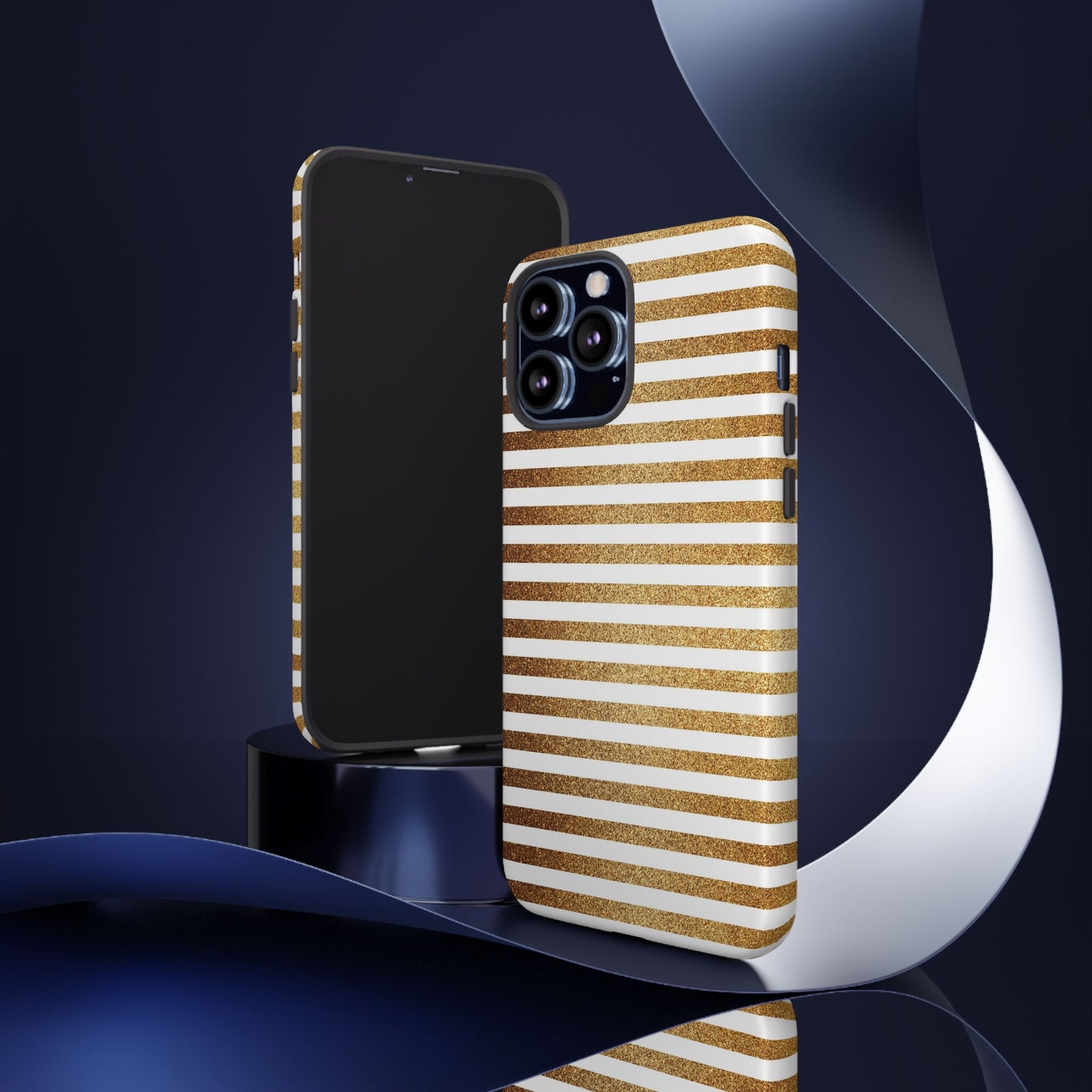 Glamorous Gold Striped Phone Case | Tough Cases, Stylish Phone Cover, Chic Accessories, Gift for Her, Fashionable Tech