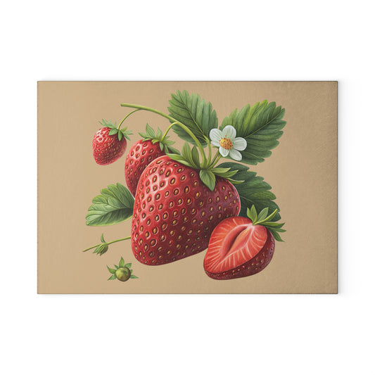 Vintage Strawberry Glass Cutting Board, Kitchen Decor, Gift for Foodies
