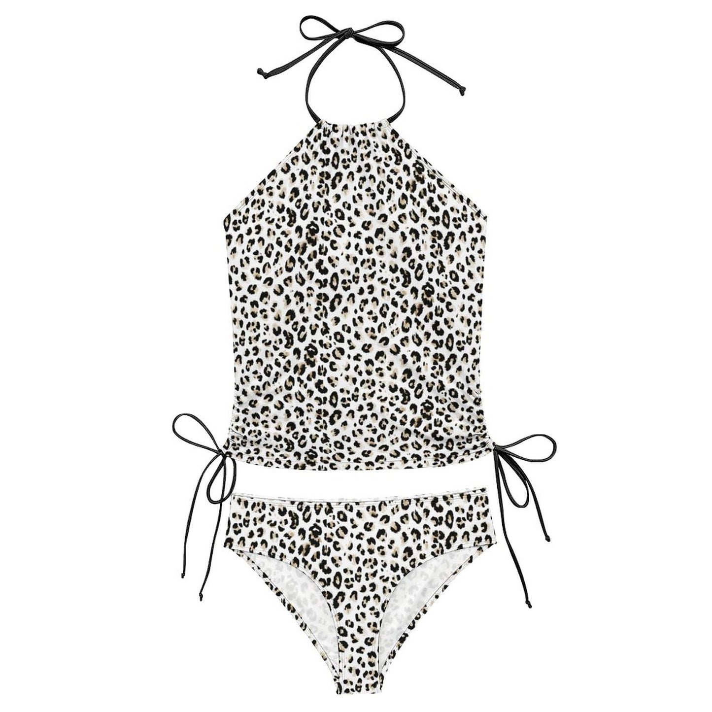 2-Piece Women's Tankini Set with High Neck Halter Top