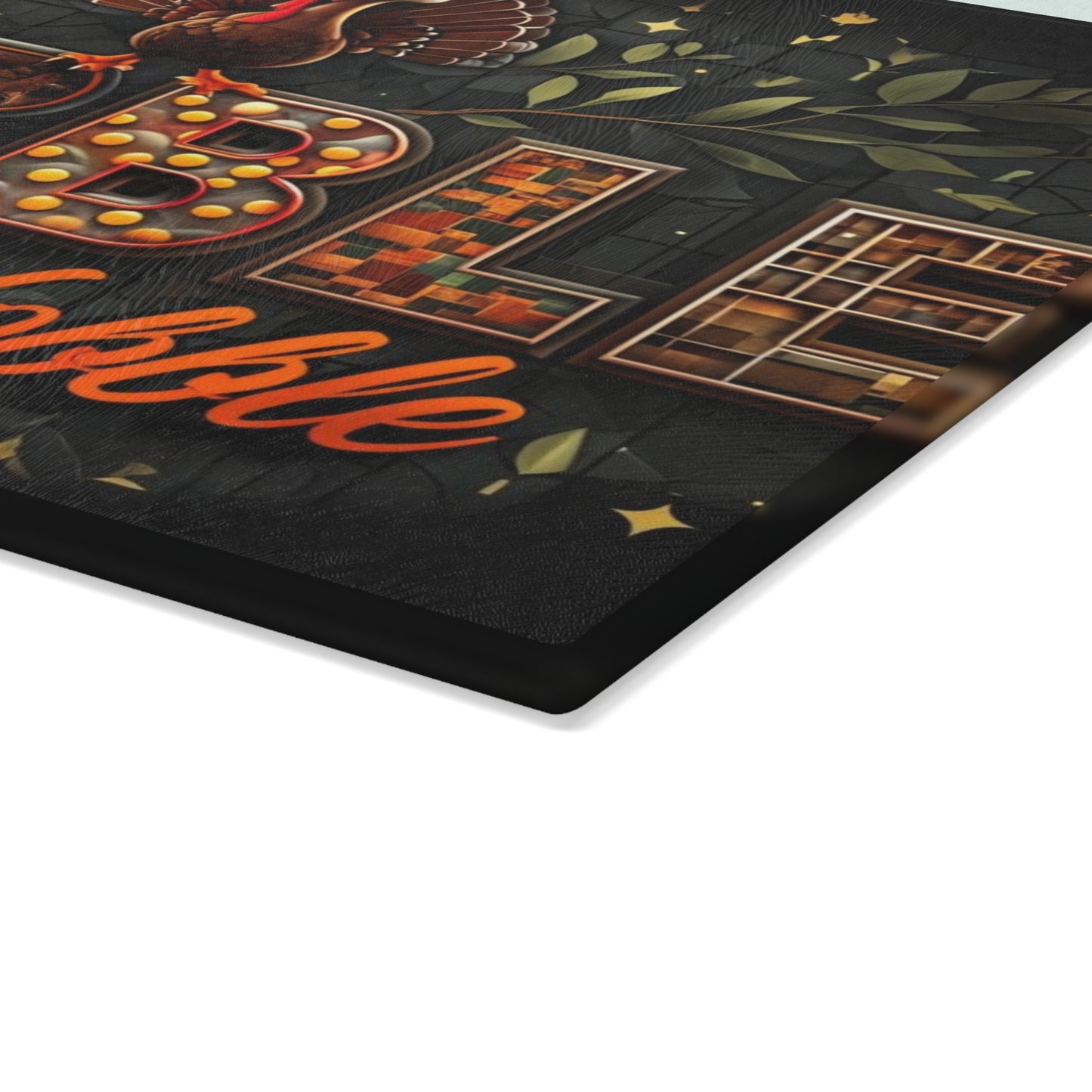 Thanksgiving Glass Cutting Board - Gobble Til You Wobble Design