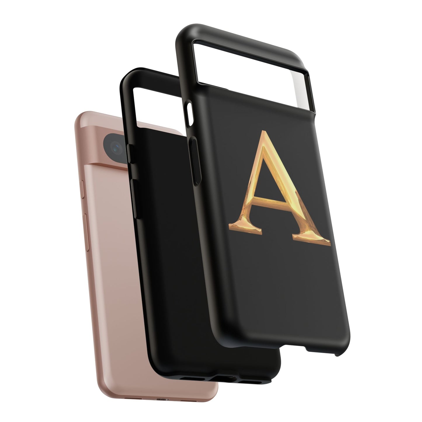 Custom Phone Case with Gold Letter A, Monogrammed Gift, Tough Protective Case, Personalized Phone Accessory, Unique Phone Cover