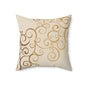 Elegant Swirl Decorative Pillow, Chic Home Accent, Cozy Living Room Decor, Gold Patterned Throw Cushion, Stylish Gift for Weddings