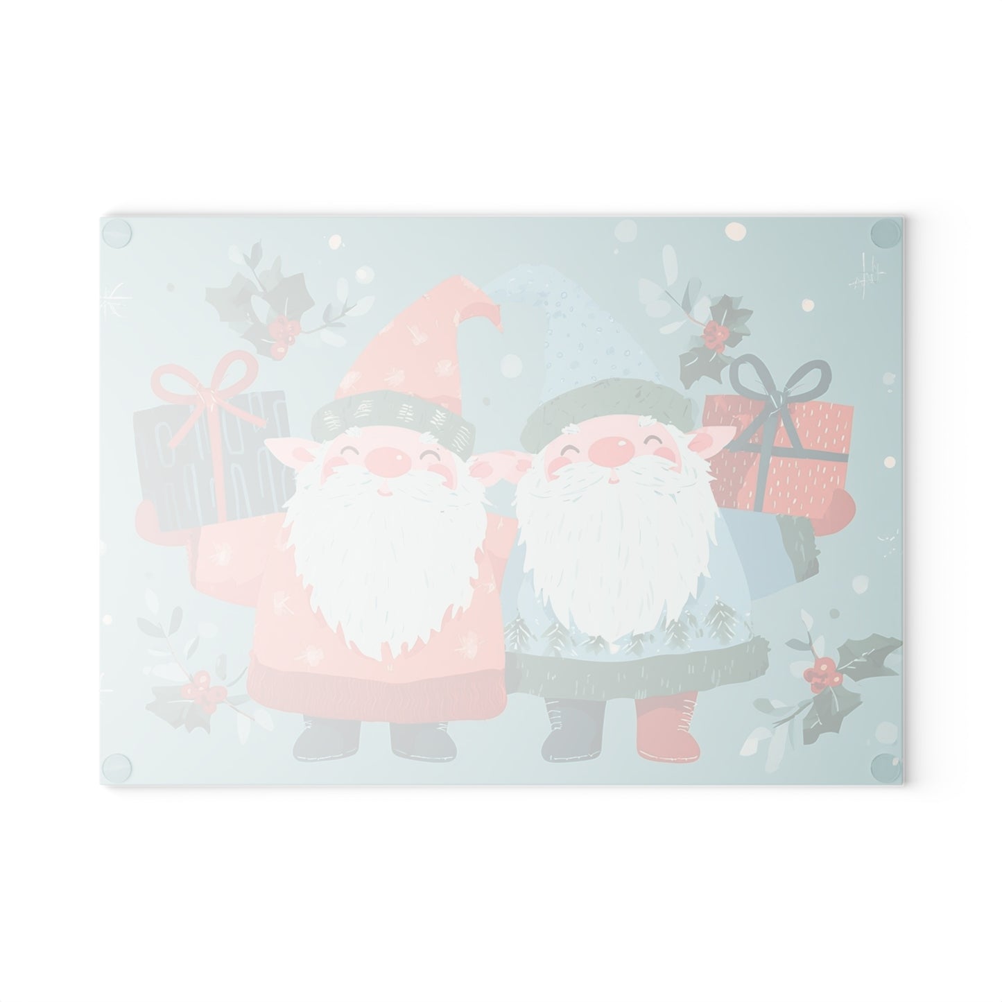 Christmas Gnome Glass Cutting Board, Holiday Kitchen Decor, Gift for Foodies, Gnome Lover Gift, Festive Kitchen Accessory