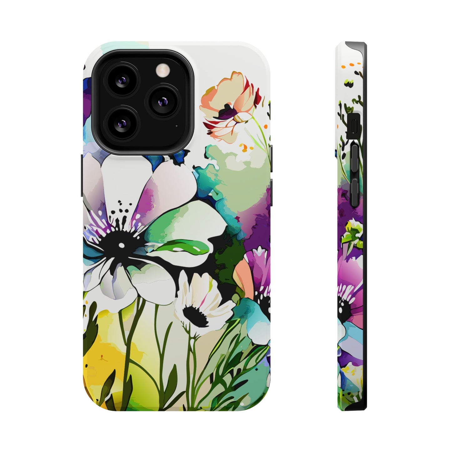 Floral Watercolor Magnetic Phone Case — Impact‑Resistant Protective Cover