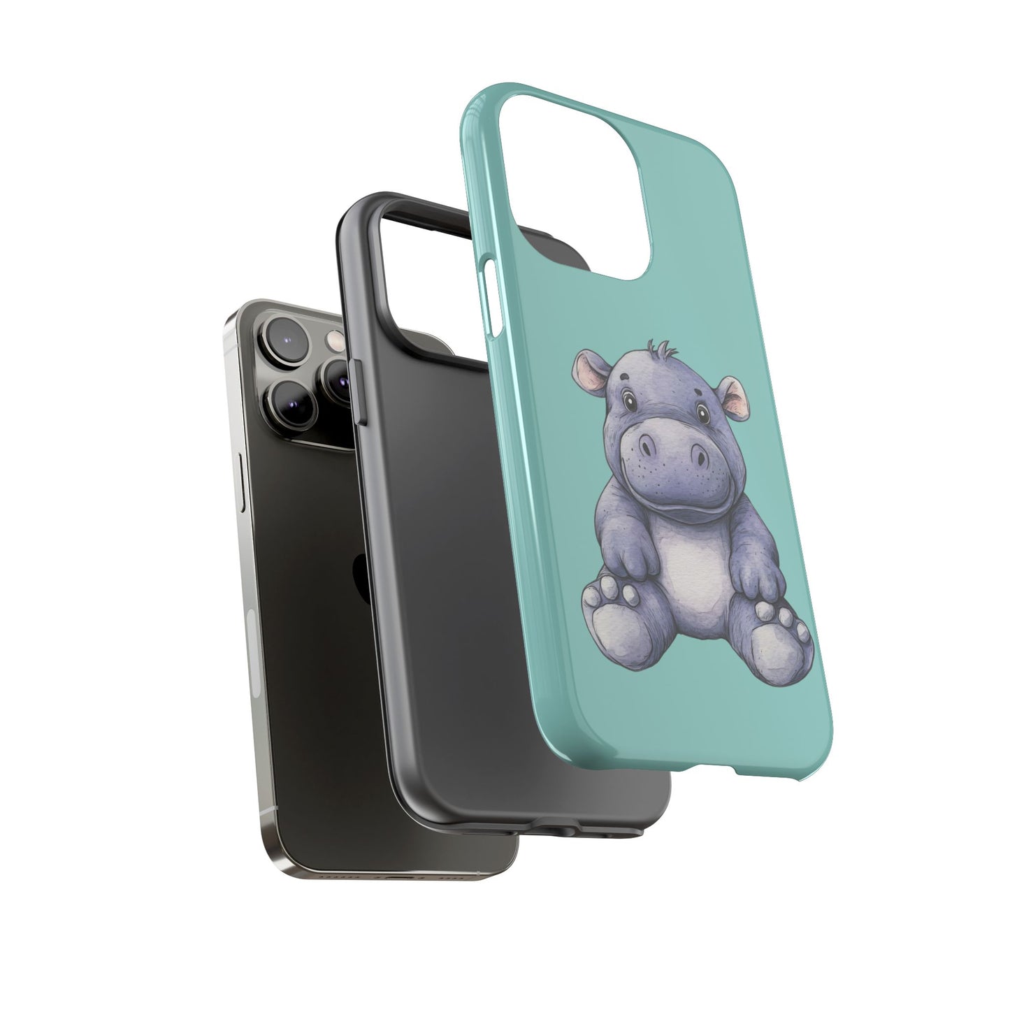 Cute Hippo Phone Case, Tough Phone Cover, Fun Animal Case, Gift for Kids, Cute Decor, Birthday Present