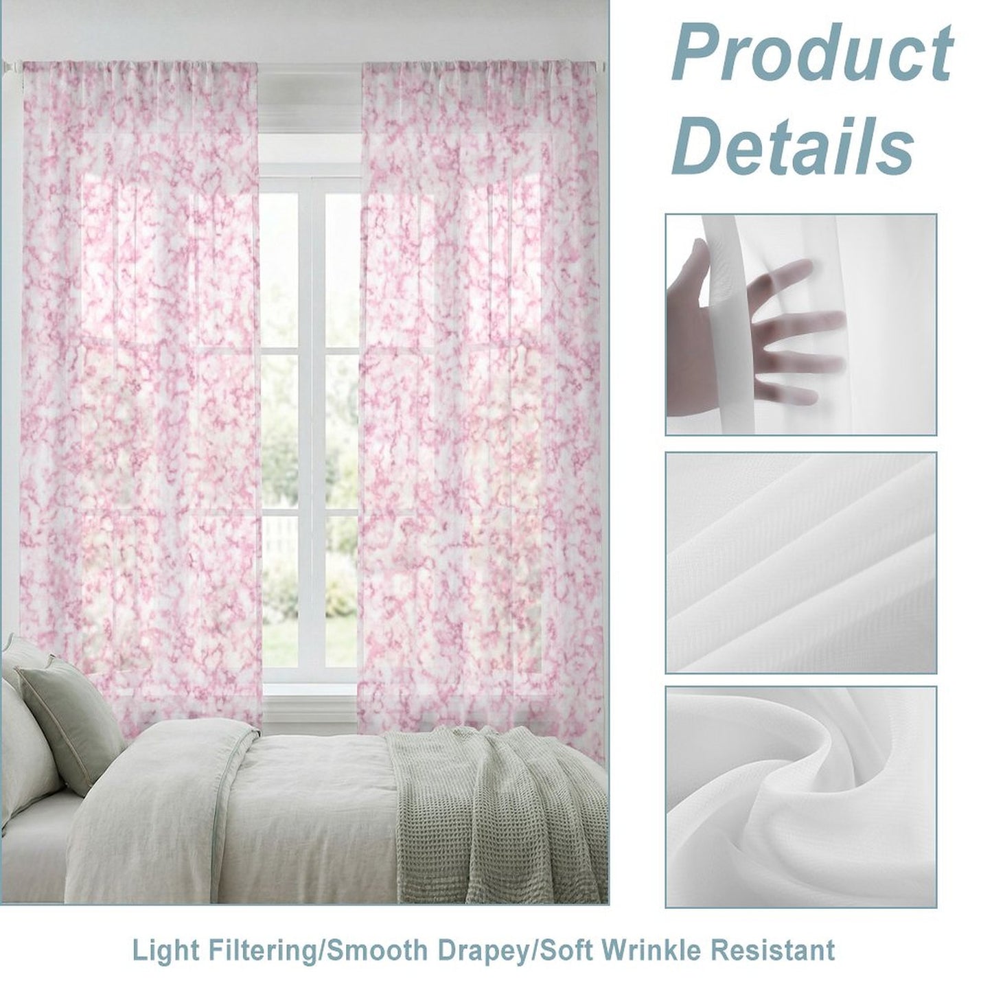 Sheer Curtain Pink and White