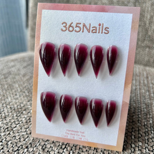 Black Cherry Wine Dragon Claw Stiletto Press On Nails Sheer Deep Wine Red Jelly 365Nails Premium Handmade Dragon – Image 2