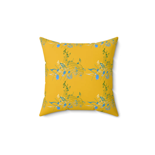 Musical Notes Throw Pillow, Decorative Cushion for Music Lovers, Bright and Cheerful Home Decor, Gift for Musicians, Yellow Accent Pillow