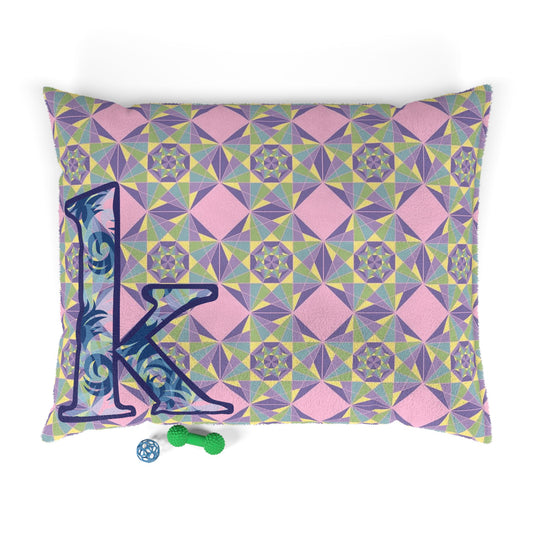Personalized Pet Bed with Colorful Geometric Pattern, Cozy Dog Bed, Cat Bed, Customizable Pet Pillow, Unique Pet Gift