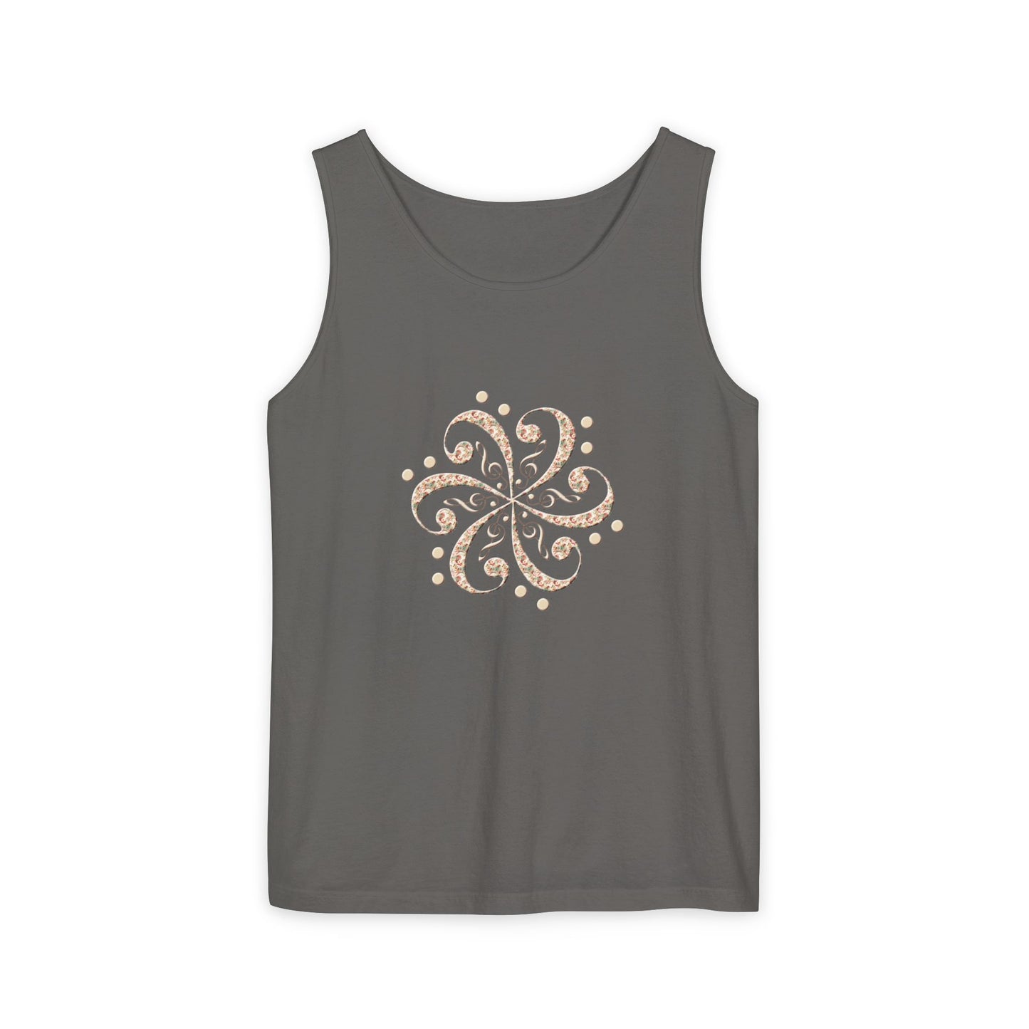 Boho Spiral Design Tank Top | Unisex Summer Apparel, Casual Wear, Beach Outfit, Festival Top, Gift Idea