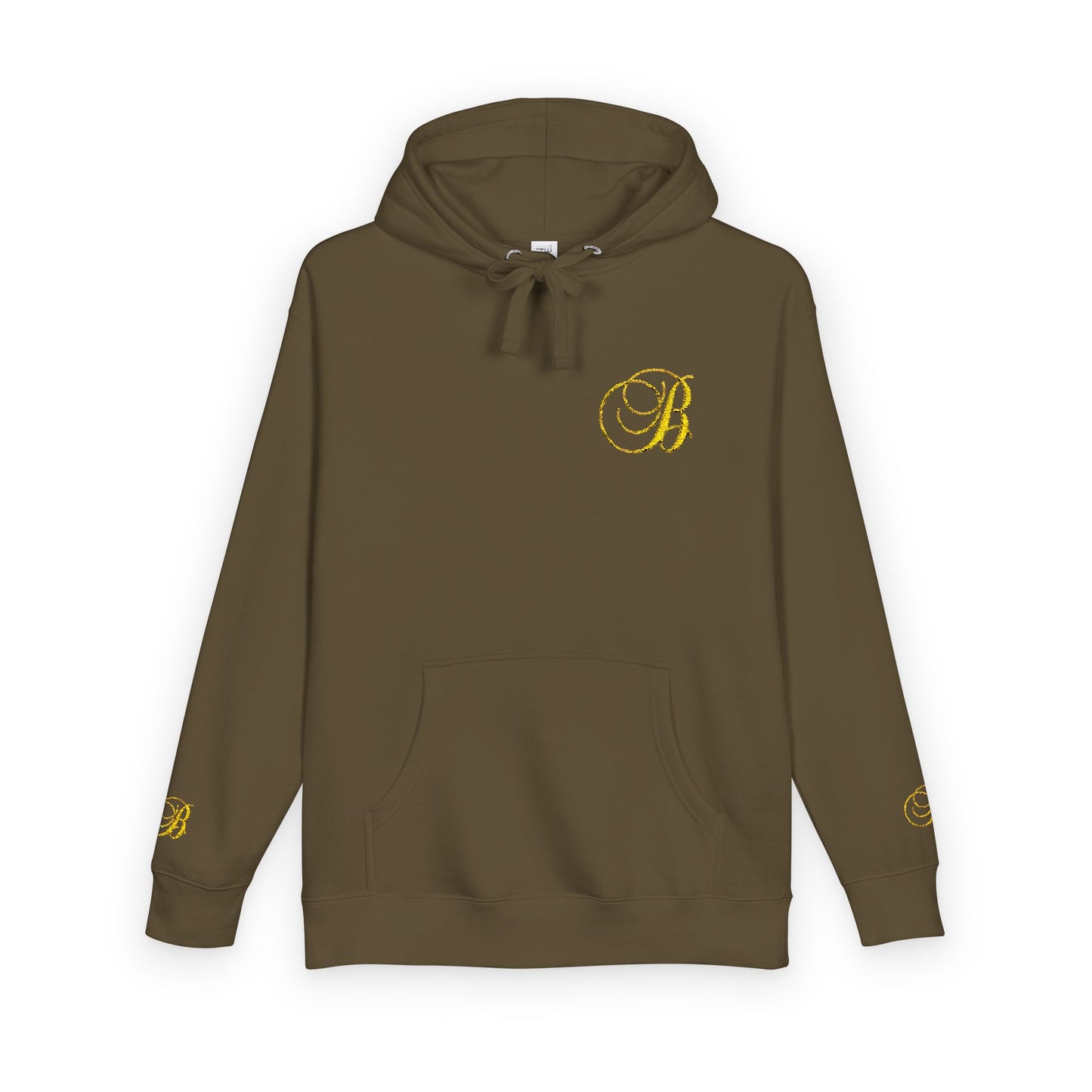Coral Gold Floral Initial Hoodie — Monogram 'B' Casual Pullover