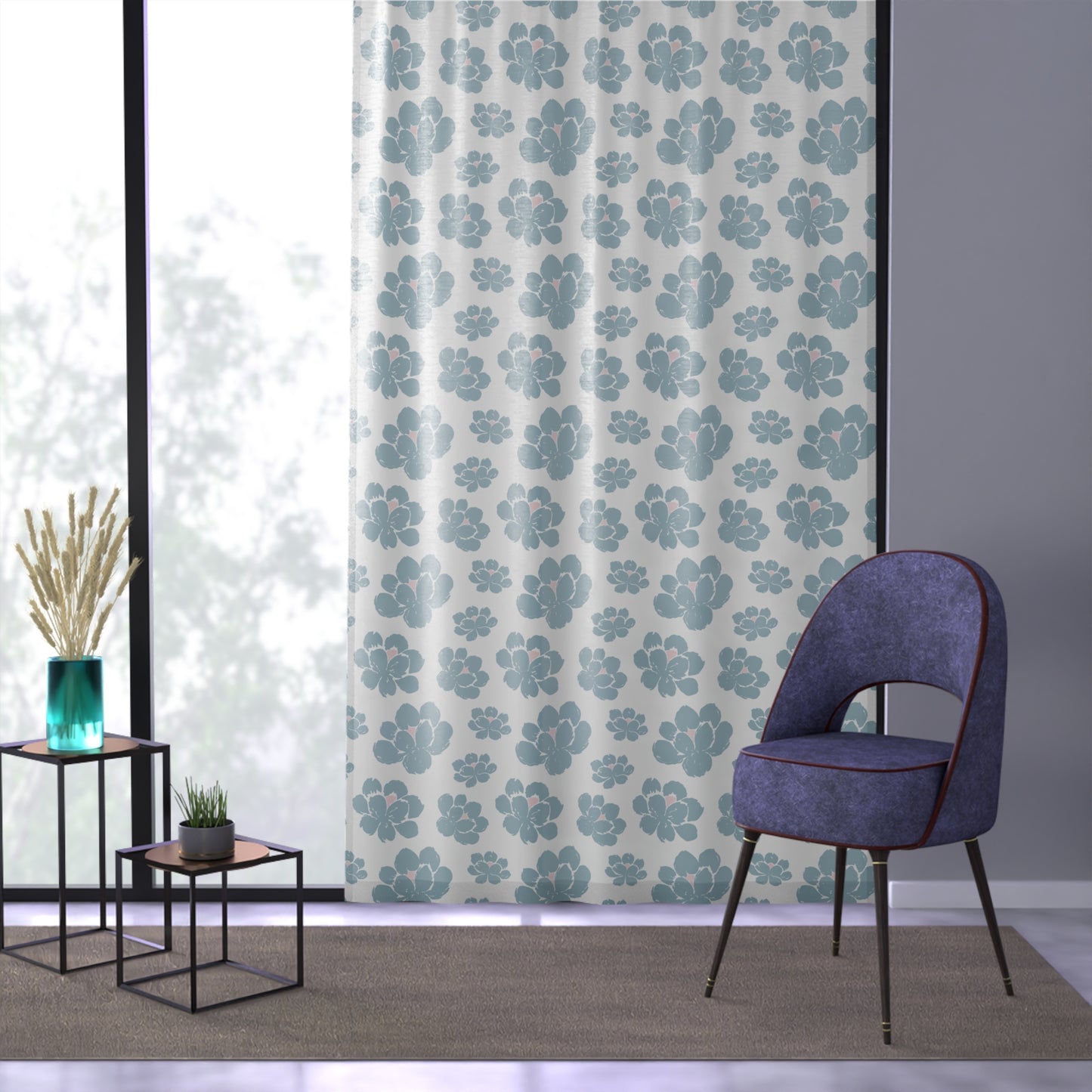 Floral Print Window Curtain | Light and Airy Home Decor | Boho Chic, Living Room, Bedroom, Wedding Gift, Happy Space