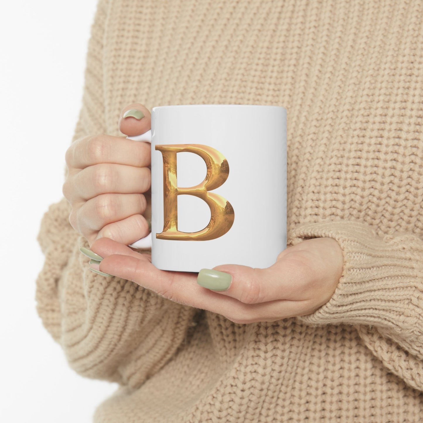 Elegant Gold Letter Mug | Personalized Coffee Cup, Letter B