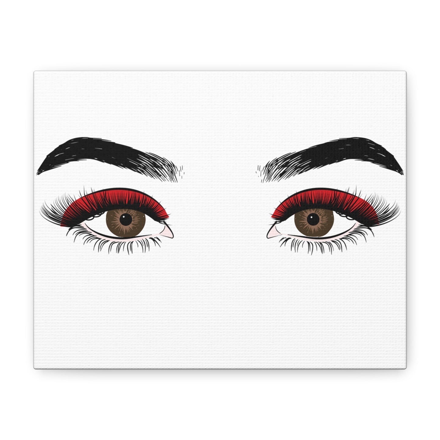 Red Lashes Wall Art Canvas — Glam Eyes Makeup Decor