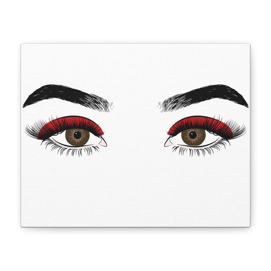 Red Lashes Wall Art Canvas — Glam Eyes Makeup Decor