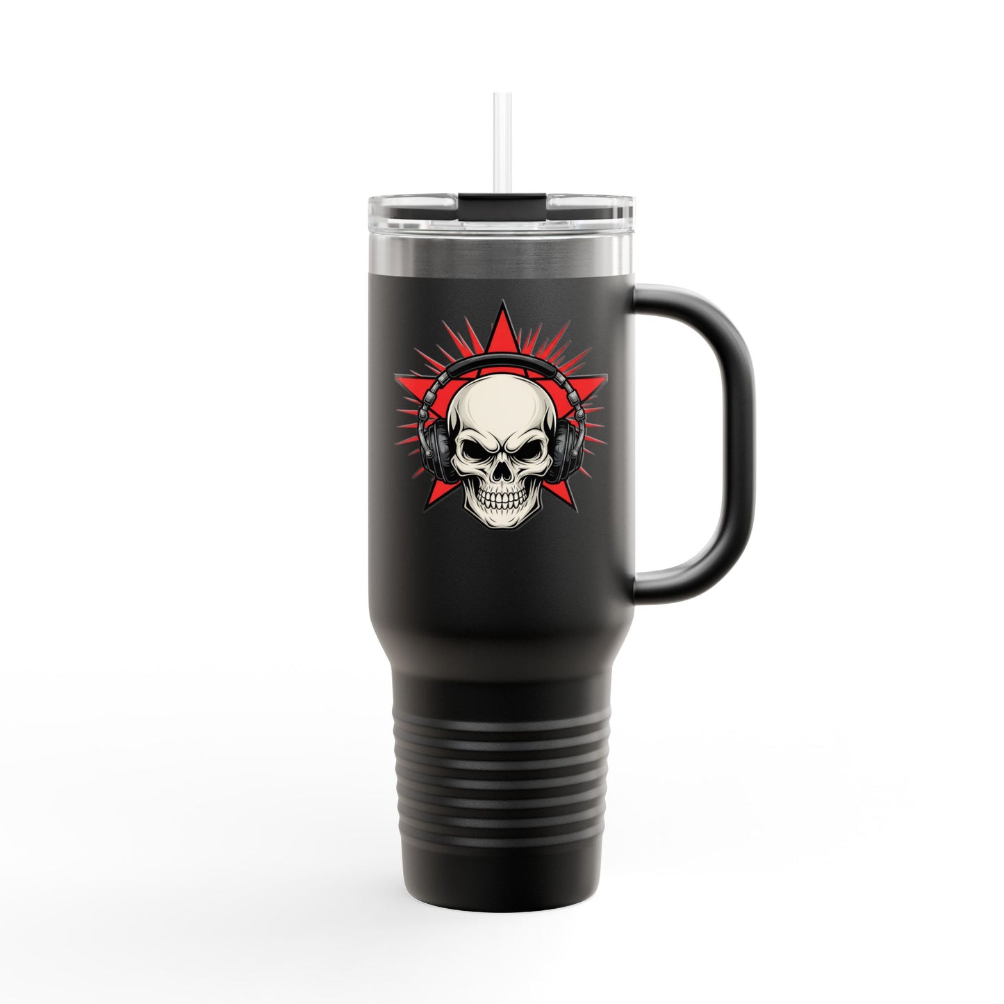 Skull and Stars Insulated Travel Mug - 40oz | Perfect for Road Trips, Gifts for Music Lovers, Outdoor Adventures, and Coffee Enthusiasts