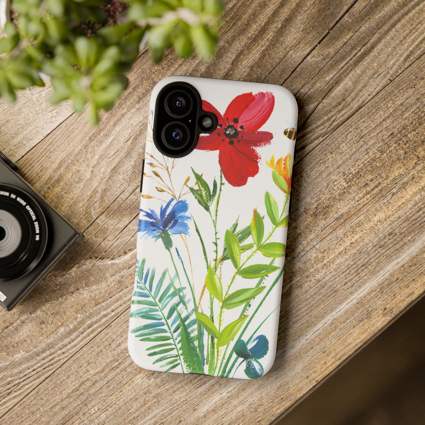 Floral Watercolor Tough Phone Case — Wildflower Bouquet Protective Cover