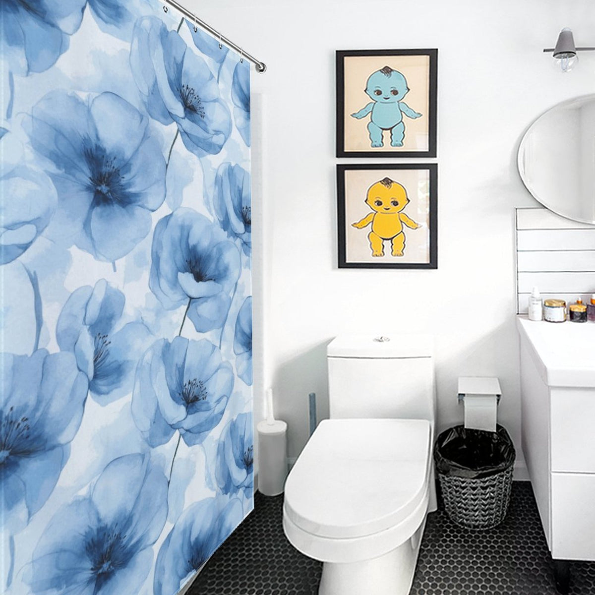 Blue flower curtain