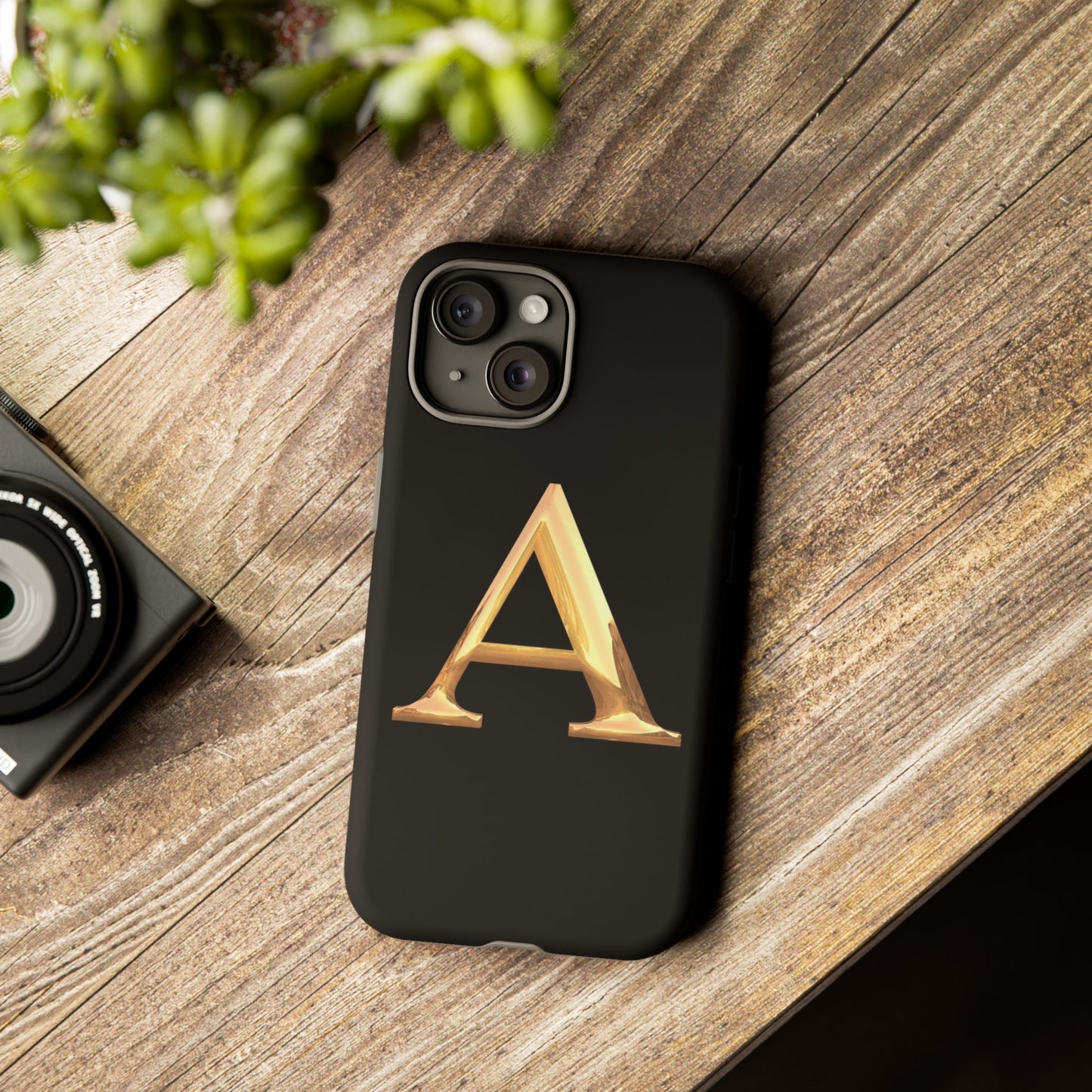 Custom Phone Case with Gold Letter A, Monogrammed Gift, Tough Protective Case, Personalized Phone Accessory, Unique Phone Cover