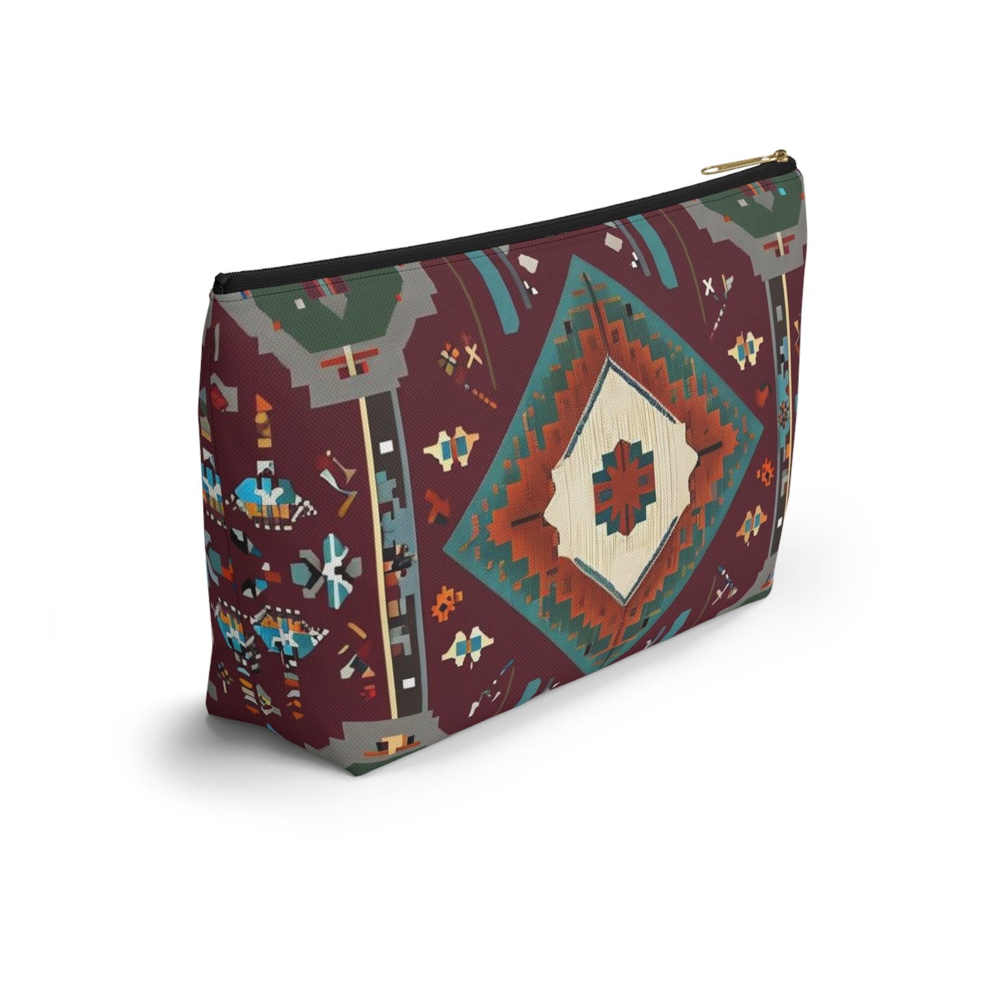Bohemian Accessory Pouch, Vibrant Tribal Design