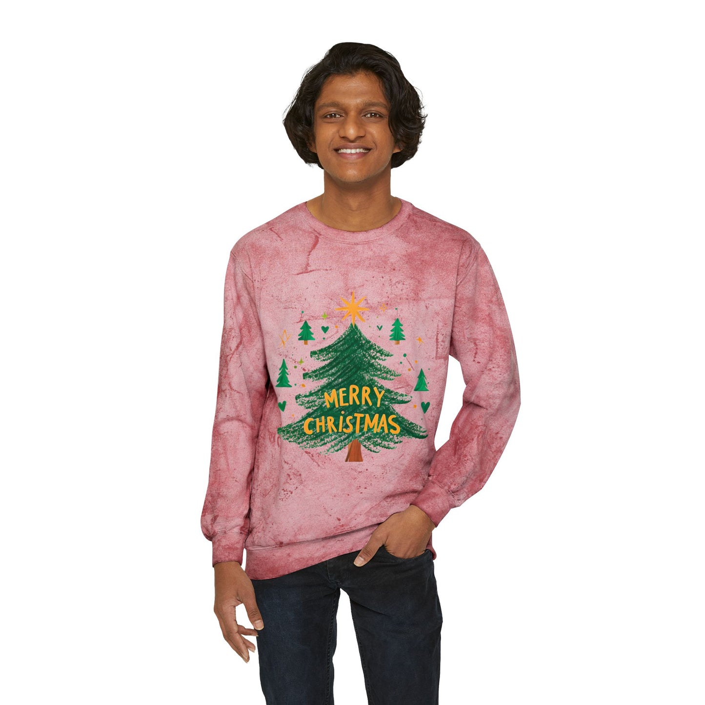 Merry Christmas Color Blast Crewneck Sweatshirt, Unisex Holiday Sweatshirt, Cozy Sweatshirt Gift, Festive Apparel, Christmas Sweater