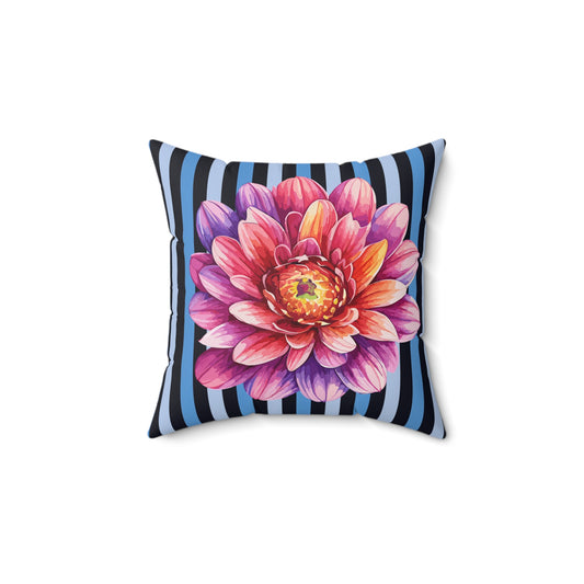 Floral Striped Decorative Pillow, Colorful Home Accent, Flower Cushion, Unique Gift, Boho Decor, Throw Pillow for Couch