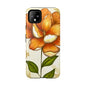 Floral Phone Case with Orange Flower Design, Tough Phone Cover, Floral Gift, Stylish Tech Accessory, Nature Lovers, Spring Vibes