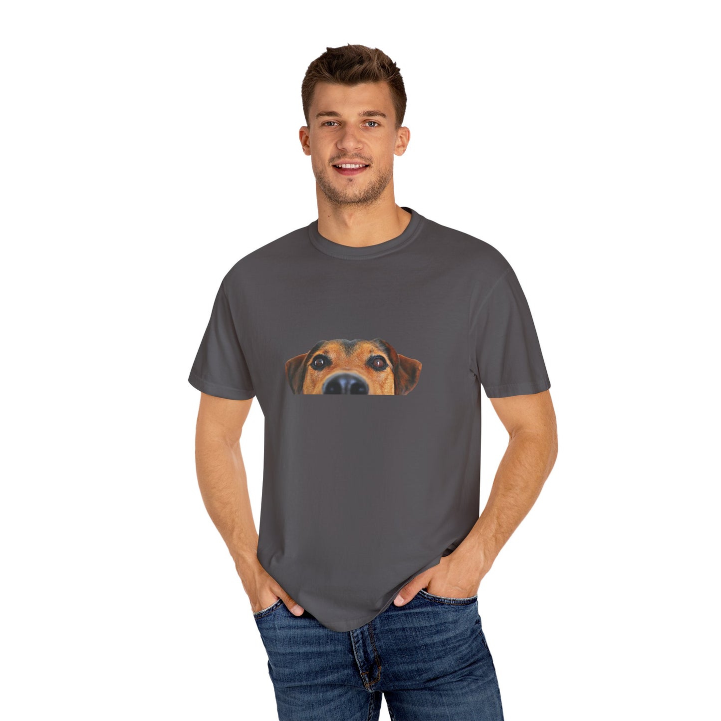 Cute Dog Face Unisex Garment-Dyed T-shirt, Pet Lover Tee, Animal Community Shirt, Birthday Gift, Casual Wear, Dog Lover's Merch