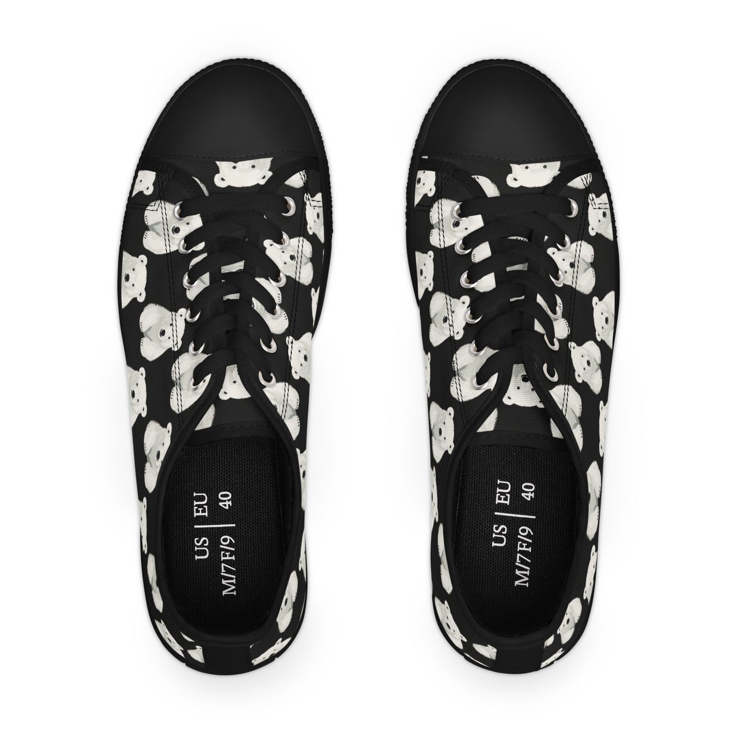 Polar Bear Pattern Low Top Sneakers — Cute Women's Canvas Shoes
